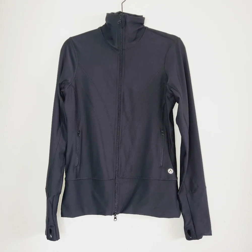 Vogo high neck black zip workout track jacket Womens Small
